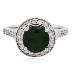 14KT White Gold 1.83ct Green Tourmaline and Diamond Ring