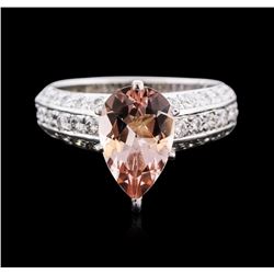 14KT White Gold 3.00ct Morganite and Diamond Ring