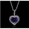 Image 1 : 18KT White Gold 4.80ct Tanzanite and Diamond Pendant With Chain