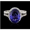 Image 1 : 14KT White Gold 3.76ct Tanzanite and Diamond Ring