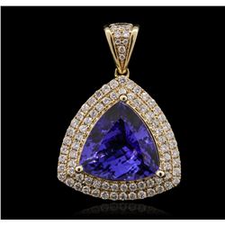 14KT Yellow Gold 6.85ct Tanzanite and Diamond Pendant