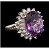 Image 2 : 14KT White Gold 8.26ct Amethyst and Diamond Ring