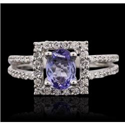 18KT White Gold 0.83ct Tanzanite and Diamond Ring