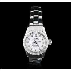 Ladies Rolex Stainless Steel Diamond Oyster Perpetual Wristwatch