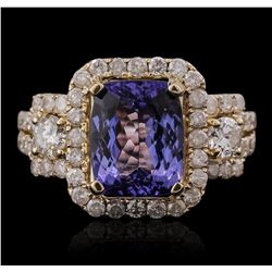 14KT Yellow Gold 3.32ct Tanzanite and Diamond Ring