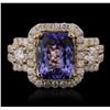 Image 1 : 14KT Yellow Gold 3.32ct Tanzanite and Diamond Ring