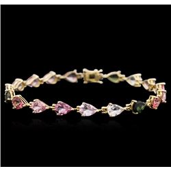 14KT Yellow Gold 10.61ctw Multicolor Tourmaline Bracelet