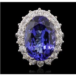 14KT White Gold 14.37ct GIA Certified Tanzanite and Diamond Ring