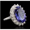 Image 2 : 14KT White Gold 14.37ct GIA Certified Tanzanite and Diamond Ring