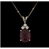 Image 1 : 14KT Yellow Gold 6.72ct Ruby and Diamond Pendant With Chain