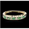 Image 1 : 10KT Yellow Gold 0.30ctw Emerald and Diamond Ring