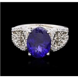 14KT White Gold 4.10ct Tanzanite and Diamond Ring