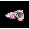 Image 2 : 14KT White Gold 7.14ct Morganite and Multicolor Sapphire Ring