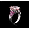 Image 3 : 14KT White Gold 7.14ct Morganite and Multicolor Sapphire Ring