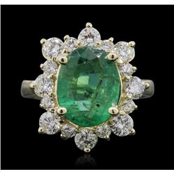 14KT Yellow Gold 2.08ct Emerald and Diamond Ring