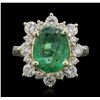 Image 1 : 14KT Yellow Gold 2.08ct Emerald and Diamond Ring