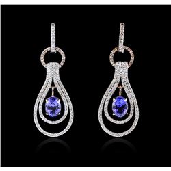 14KT Two-Tone Gold 2.64ctw Tanzanite and Diamond Earrings