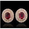 Image 1 : 14KT Rose Gold 2.07ctw Ruby and Diamond Earrings