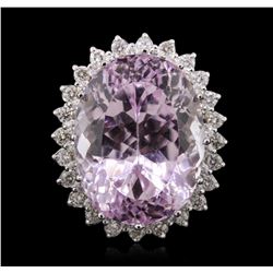 14KT White Gold 40.04ct GIA Certified Kunzite and Diamond Ring