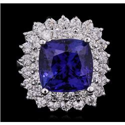 14KT White Gold GIA Certified 8.39ct Tanzanite and Diamond Ring