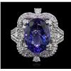 Image 1 : 14KT White Gold 5.61ct Tanzanite and Diamond Ring
