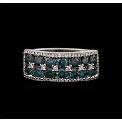 3.14ctw Fancy Blue Diamond Mens Ring - 14KT White Gold