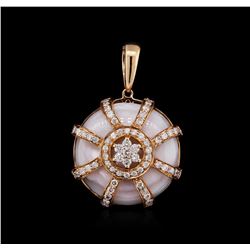 14KT Rose Gold 8.39ct Pink Mother of Pearl and Diamond Pendant