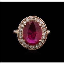 14KT Rose Gold 5.01ct Ruby and Diamond Ring