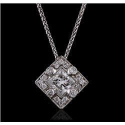 14KT White Gold 0.89ctw Diamond Pendant With Chain