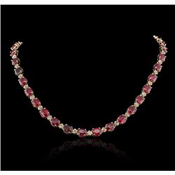 14KT Yellow Gold 52.66ctw Ruby and Diamond Necklace