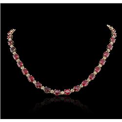 14KT Yellow Gold 52.66ctw Ruby and Diamond Necklace