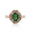 Image 1 : 14KT Rose Gold 0.94ct Emerald and Diamond Ring