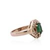 Image 2 : 14KT Rose Gold 0.94ct Emerald and Diamond Ring