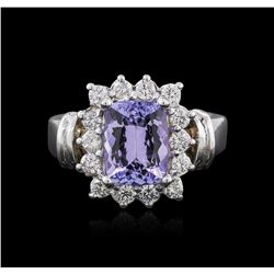 14KT White Gold 2.38ct Tanzanite and Diamond Ring