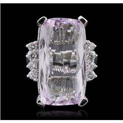 14KT White Gold 13.30ct Kunzite and Diamond Ring