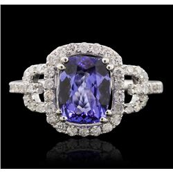 14KT White Gold 2.04ct Tanzanite and Diamond Ring