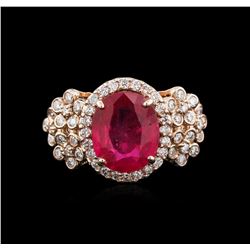 14KT Rose Gold 3.91ct Ruby and Diamond Ring