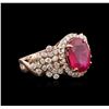 Image 2 : 14KT Rose Gold 3.91ct Ruby and Diamond Ring