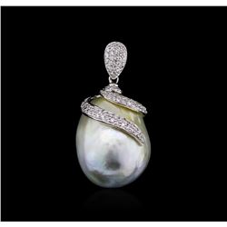 14KT White Gold 28.58ct Pearl and Diamond Pendant