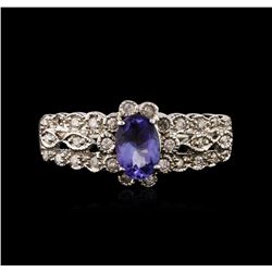 14KT White Gold 0.59ct Tanzanite and Diamond Ring