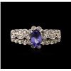 Image 1 : 14KT White Gold 0.59ct Tanzanite and Diamond Ring
