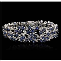 14KT White Gold 35.00ctw Sapphire and Diamond Bracelet