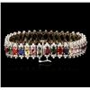 Image 2 : 14KT White Gold 20.08ctw Multi Gemstone and Diamond Bracelet