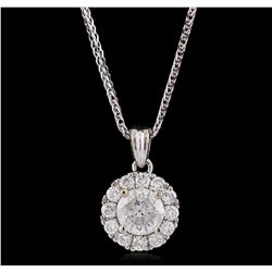 14KT White Gold 0.90ctw Diamond Pendant With Chain