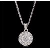 Image 1 : 14KT White Gold 0.90ctw Diamond Pendant With Chain