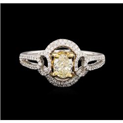 18KT Two-Tone Gold 0.99ctw Fancy Light Yellow Diamond Ring