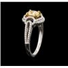 Image 3 : 18KT Two-Tone Gold 0.99ctw Fancy Light Yellow Diamond Ring