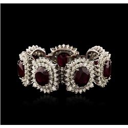 14KT White Gold 66.64ctw Ruby and Diamond Bracelet