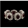 Image 1 : 14KT White Gold 66.64ctw Ruby and Diamond Bracelet