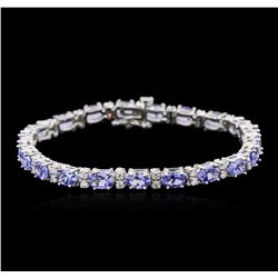 14KT White Gold 9.03ctw Tanzanite and Diamond Bracelet